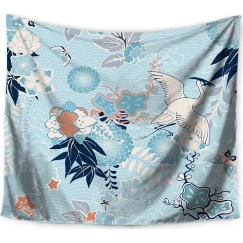 Nordic style Simple Small flower tapestry background cloth beach towel Bird Little fresh home decoration