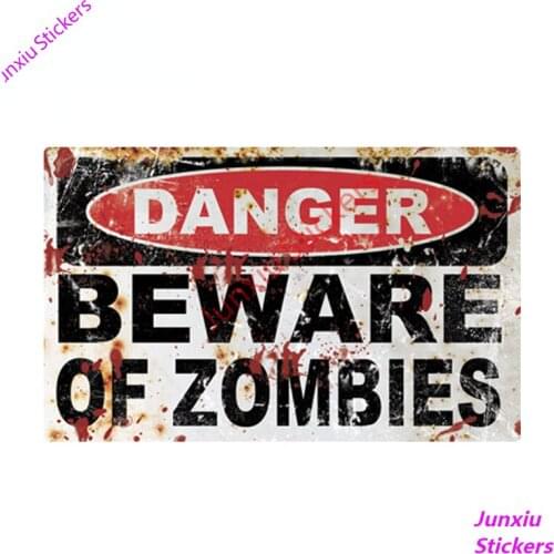 Funny Car Stickers REFLECTIVE DANGER Beware of Zombies Creative Decal for SUV Bumper Window Phone Truck Exterior Decor PVC13x8cm