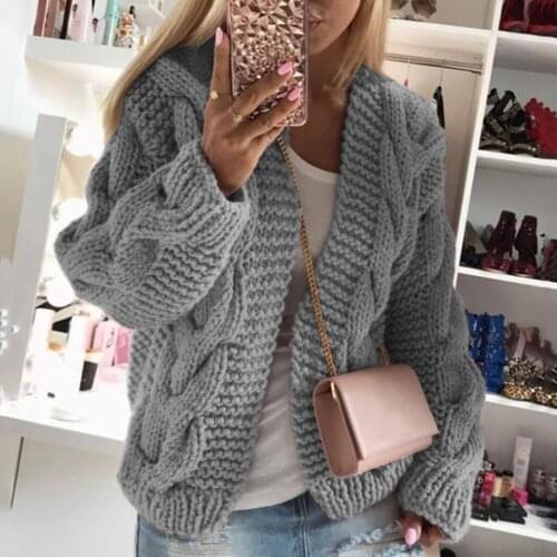 Women Knit Sweater Cardigan Novel Female Casual Long Sleeve Sweater Loose Sweater Coat Outwear Femme Winter Warm Clothes