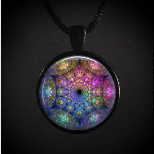 Yoga Women Love Necklace Vintage Glass Cabochon Pendant Buddhism Meditation Mandala Necklaces Jewelry Lucky Amulet for Unisex