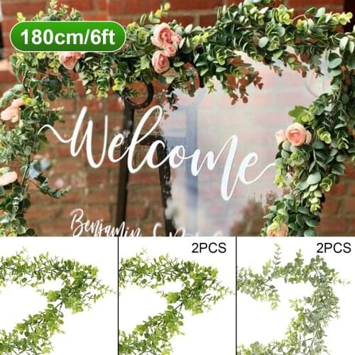 1/2pcs 1.8M Artificial Vines Green Eucalyptus Leaves Garland Wedding Backdrop Arch Greenery Home Wall Decor Fake Hanging Plant