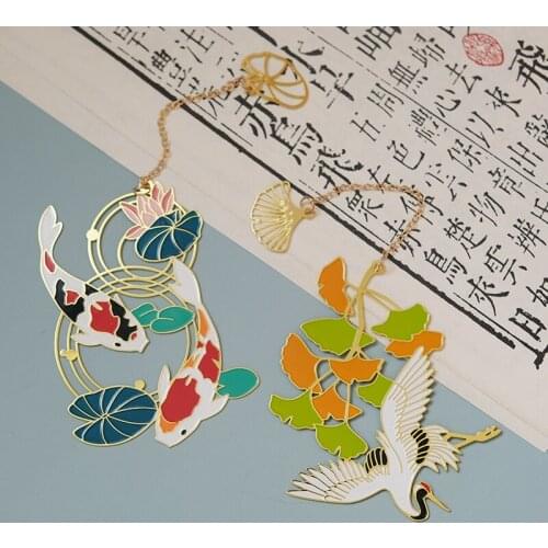 1pcs Chinese Style Cute Animal Cat Rabbit Bird Fish Pattern Metal Pendant Bookmark Cosplay Prop Decor Boy Girl Graduation Gift