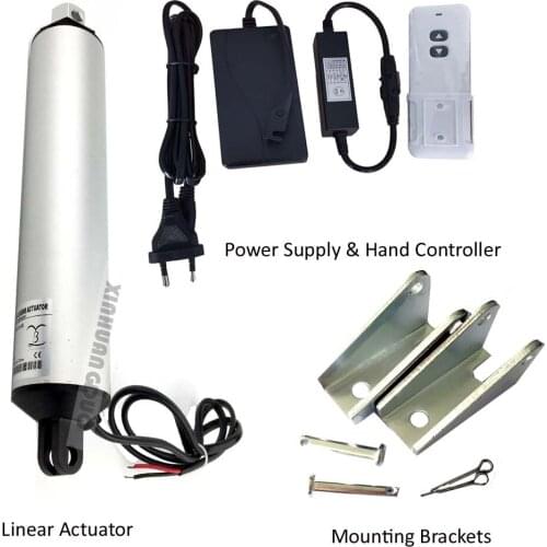 25mm-1000mm Stroke 12V DC Linear Actuator + Power Supply + Wireless Remote Control + Mounting Brackets