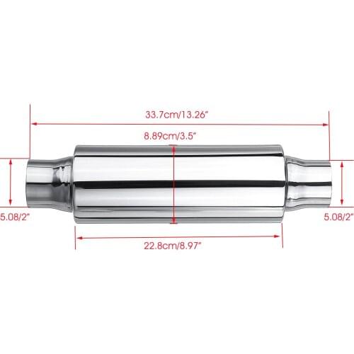 2x 51mm Exhaust Muffler Pipe Resonator 2inch Chrome Exhaust Muffler Tip Stainless Steel Universal For BMW/Benz/Audi