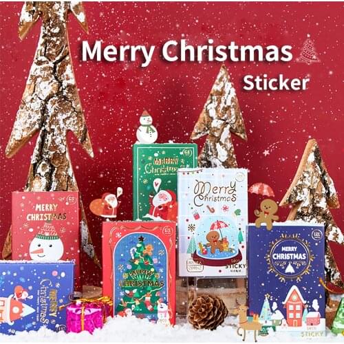 40PCS/Box Christmas Decorative Sticker Merry Santa Claus Shaped Stickers For Diy Scrapbook Diary Album Decoration Stationery