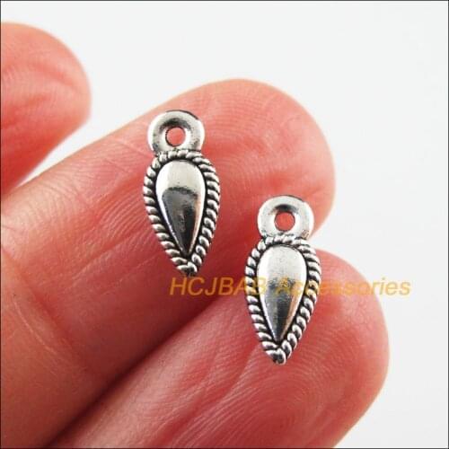 60 New Teardrop Charms Tibetan Silver Color Tiny Waterdrop Pendants 5.5x12mm