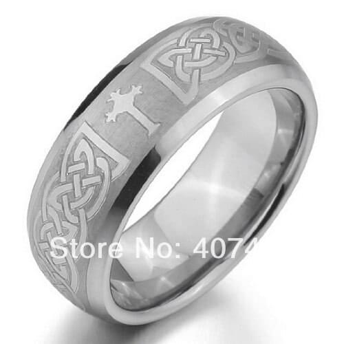 Free Shipping YGK JEWELRY Hot Sales 8MM Silver Satin Cross Promise Bridal Mens Tungsten Carbide Wedding Ring