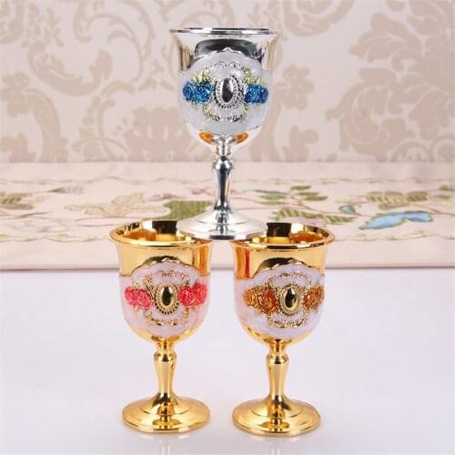 Wine Glass Shot Metal Glass 20ML Retro Creative Small Liquor Cup Gold European Style High Grade Dining Bar Barware Gifts