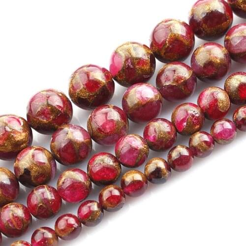 6-12mm Round Smooth Red & Gold Cloisonne Beads For Jewelry Making Beads Bracelets For Women 15'' Needlework DIY Beads Trinket