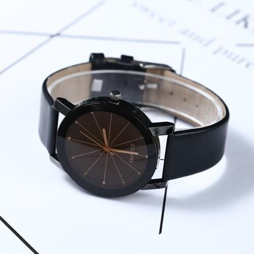 Woman Black Round Dial Luxury Watch Pu Leather Quartz Watches Lady Stainless Steel Analog Quartz Wrist Watch Fashion Dress Clock