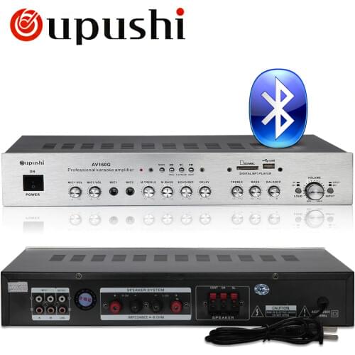Oupushi 160W KTV amp HiFi 2.0 channel MP3 play Bluetooth digital amplifier karaoke amplifier home theater audio With Speakers