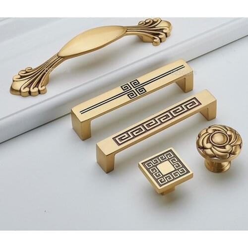 Zinc Alloy Bronze Kitchen Cabinet Knobs Dresser Door Pull Drawer Cupboard Handle Flower European Fashion