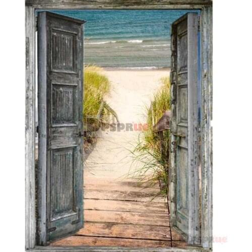 Dpsprue Full 5D DIY Square/Round Drill Diamond Painting "Door Beach Scenery" Diamond Embroidery Cross Stitch 3D Decor Gift DF21