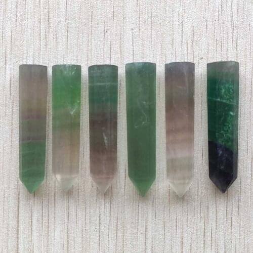 New Fashion good quality natural fluorite stone pillar no hole pendants jewelry Accessories 6pcs/lot Wholesale free shipping