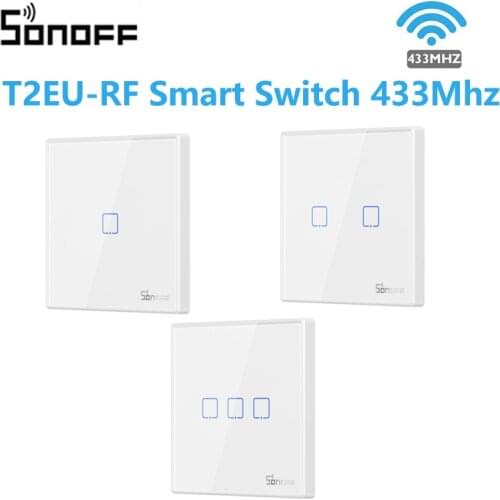 SONOFF T2EU-RF 86 Type Smart Switch Wall Panel Sticky 433MHz Wireless RF Remote Control For 4CHPROR3 SlampherR2 TX Wall Switch