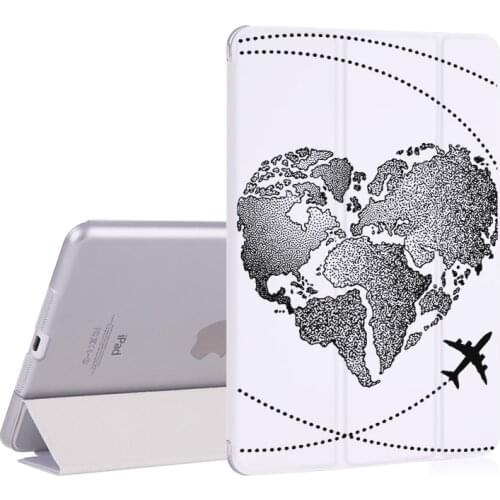 Map Plane Travel Tablet Case For iPad Air 9.7 2019 Pro fundas PU Ultra Slim PU Plastic wake Smart Cover Case for iPad mini 5 4 3