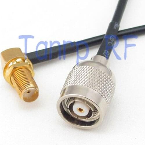 50CM Pigtail coaxial jumper cable RG174 extension cord 20in RP-TNC male plug to SMA female right angle RF connector adapter