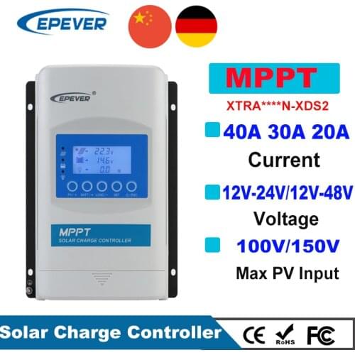 EPever XTRA Series Solar Charge Controller MPPT 20A 30A 40A LCD Solar Regulator 12V 24V Auto 3210N XDS2/4210N XDS2/XTRA2210N New