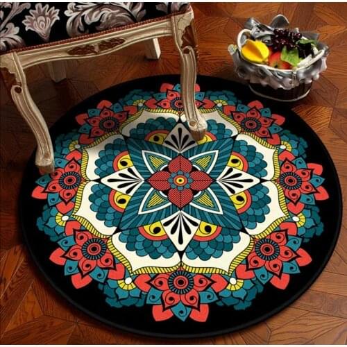 Mandala flower round size carpet Bedroom basket chair anti-skid round floor mat Wooden floor protection rug custom made carpet