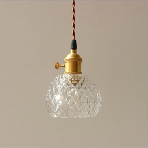 Brass glass chandeliers Nordic retro art restaurant bar bedroom bedside personality creative Japanese lamps