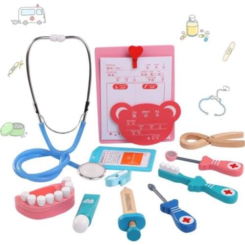 Medical Puzzle Game Toy Set Children Simulation Medical Role Play Doctor Kids Baby Education Kit Baby Wooden Toy-S006