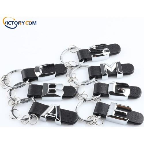 Metal Keychain Leather Key Rings For Mercedes Benz W211 W124 W210 W212 W176 W168 W169 W245 W246 AMG A/B/C/E/S/M/G Class