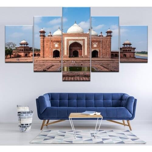 Taj Mahal: International Treasure 5 Pieces Canvas Painting Mural Painting Modern Modular Wallpaper Poster Print Home Decoration