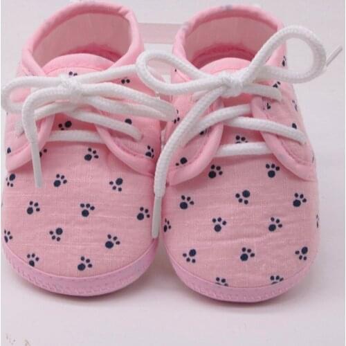 Lovely Newborn Baby Girls Lace-up Shoes Letter Footprint Plaid Printing Anti-Slip Footwear Crib Shoes Babe Infant Toddler Shoes