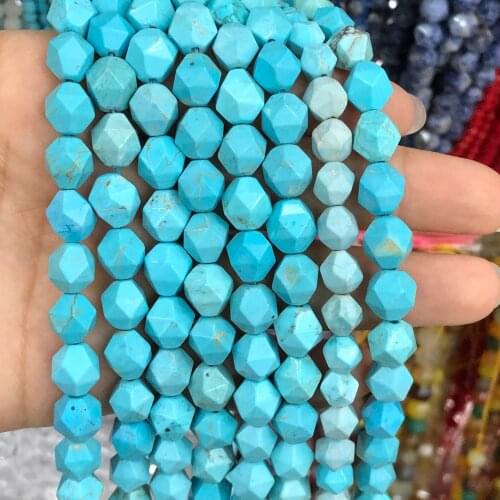 Wholesale Natural Stone Beads Faceted Turquoises DIY Gift Bracelet Necklace For Jewelry Making Loose Beads 6 8 10 mm Strand 15