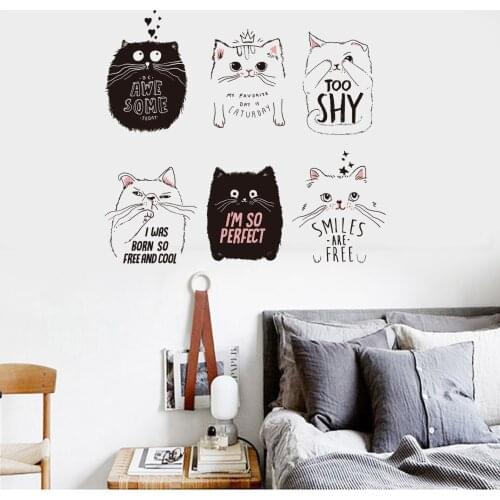 Professional Wall Stickers For Kids Girl Bedroom Cute Cat Letter Animal Wall Sticker Living Room Art Fan Accessories Home Decor
