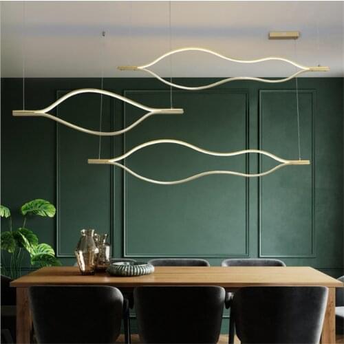 Luxurious Post-modern Wave Designer Led Pendant Light Fashion Creative Line Drop Suspension Lamp 2062