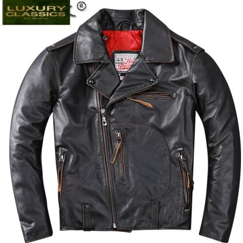 Winter Autumn Natural Genuine Leather Jacket Men Motorcyc 100% Real Cow Leather Coat Male Jacket Streetwear Mens Jackets