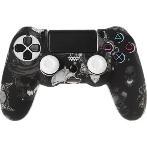Gamepad Controller Silicone Sleeve Guard Protective Cover + 2 Grip Caps For PS4