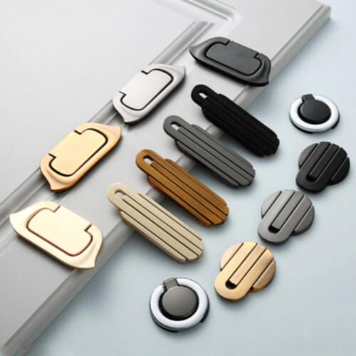 Modern Simplicity Zinc Alloy Furniture Handle Closet Drawer Knob Solid Thickening Cabinet Door Concealed Button Home Decoration