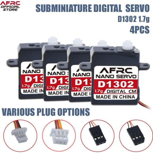 AFRC-D1302 1.7g 4PCS Super micro Digital Servo JST or JR Connector For RC plane car toys Model is special DIY assembly upgrading