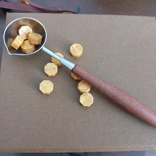 Vintage large Wooden Brass Spoon for STAR sealing wax stamp Wax Stick Vino tinto Sellado Sax palillo sello de la cera de Sellos
