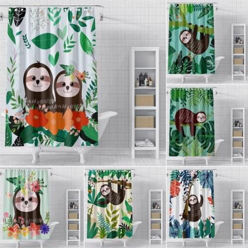 Cartoon Animal Waterproof Shower Curtain Cute Sloth Bathroom Curtain Bath Cover Polyester Shower Curtain For Bathroom Home Decor