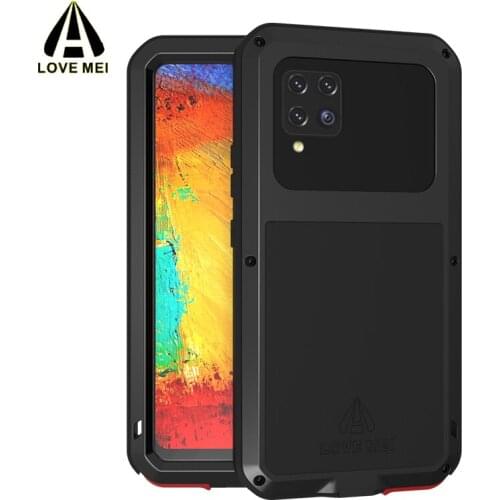 A42 LOVEMEI Life Waterproof POWERFUL Metal Case for Samsung Galaxy A42 Shockproof Phone Cover Gorilla Glass Full Body Protection
