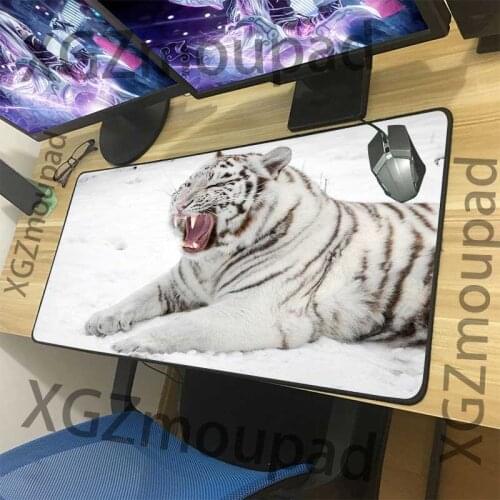 XGZ Animal Siberian Tiger Roaring HD Custom Large Mouse Pad Black Lock Edge Computer Keyboard Mat Natural Rubber Non-slip Xxl