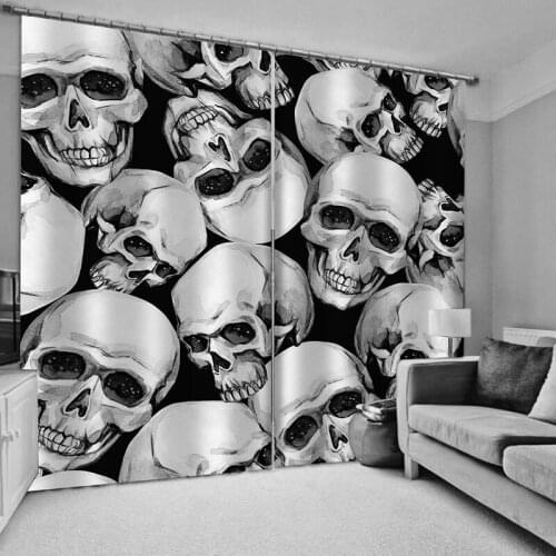 Geometric Skull Window Curtains Dark Window Blinds Drapes Kitchen Outdoor Indoor Window Treatment Ideas Window Curtain