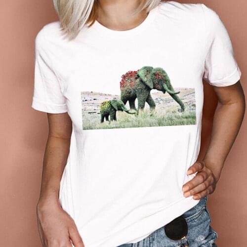 Women Graphic Short Sleeve Elephant Animal Printing Fashion 90s Cartoon Summer Print Female Clothes Tops Tees Tshirt T-Shirt