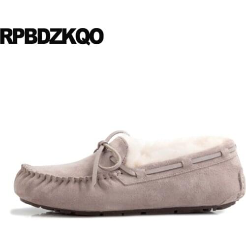 Fur suede rubber sole pink flats women 10 round toe black designer shoes china winter genuine leather large size bow slip on