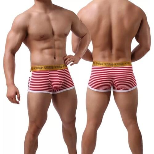 1PCS Mens Fashion Sexy Underwear Breathable Stretch Fashion Striped Mens Underwear Boxer Shorts U Convex Boxer Exotic Clothing