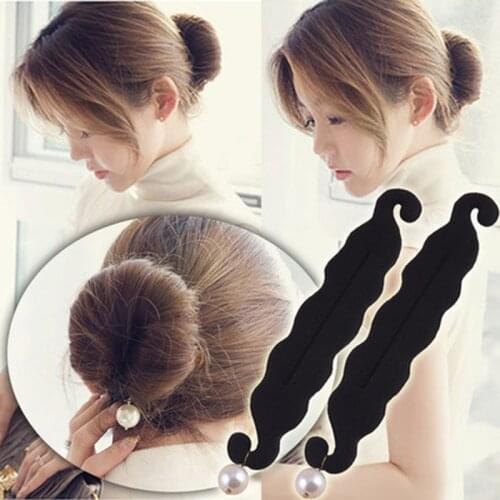 1PC Women Black Hair Styling Bun Curler Maker Ring Magic Sponge Clip Foam Donut Twist Tool