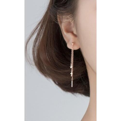 100% 925 Sterling Silver Star Cross Tassel Earrings for Women Dangle Earring Fine Jewelry Lady Girls Gift 2020 Design