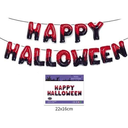 14pcs/Set 16inch Red Green Happy Halloween Alphabet Balloon Family Halloween Party Background Banner Decoration Letters Balloons