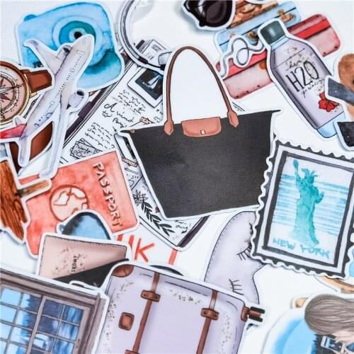 24pcs cute Globe airplane travel journey Stickers Diy Scrapbooking Photo Album Decoration Label for Diary Book Planner