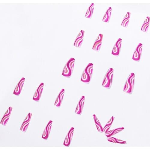 24pcs Pops Art Sense Wear Long Paragraph Fashion Manicure Patch False Nails Save Time Wearable Nail Patch SANA889