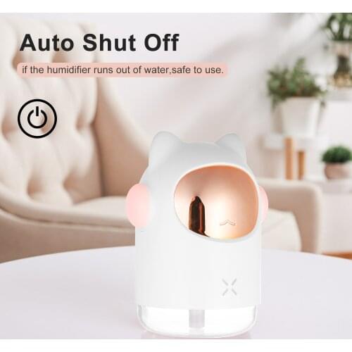 300ml Mini Portable Quiet Humidifier USB Powered Aromatherapy Diffuser Cool Mist Humidifier with Night Light Auto Shut Off