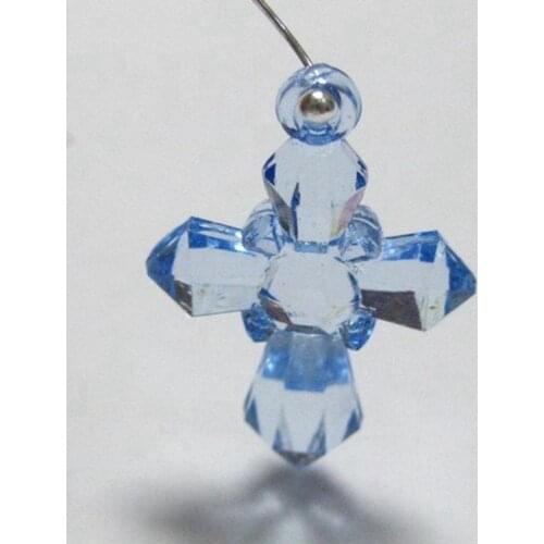 50 Mixed Colour Transparent Acrylic Cross Charm Pendants 28X20mm